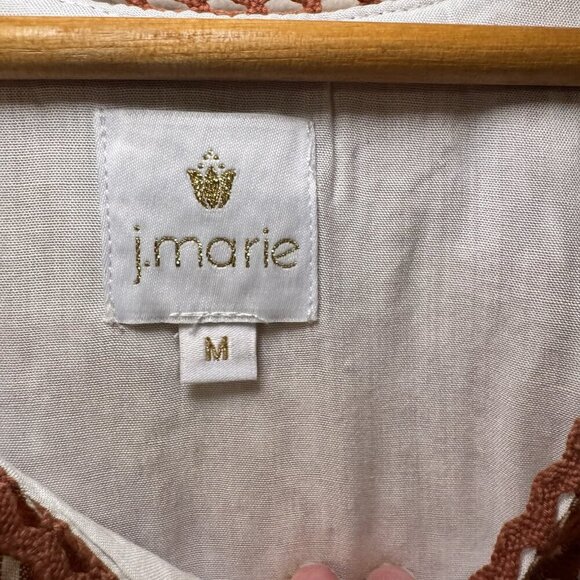 NWT J Marie embroidered Tiered Dress Size Medium Retail $128 Stripes - Picture 5 of 6